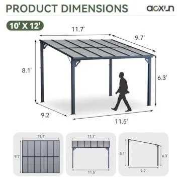 Aoxun 10' x 12' Patio Gazebo Pergola with Sloped Roof