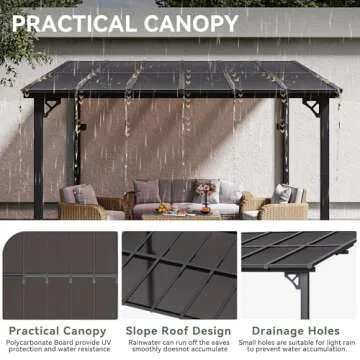 Aoxun 10' x 12' Patio Gazebo Pergola with Sloped Roof