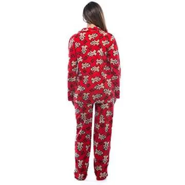#followme Printed Microfleece Button Front PJ Pant Set with Socks 6370-10237-L, Red-Bite Me Gingergirl