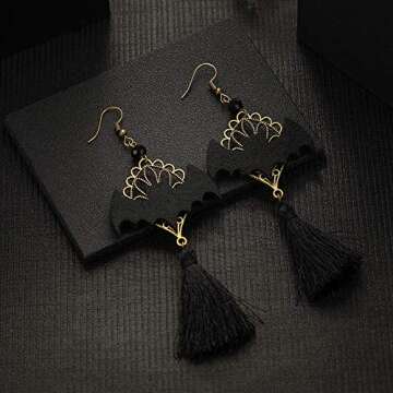 Black Bat Tassel Earrings for Women, Punk Gothic Lolita Retro Jewelry Halloween Party