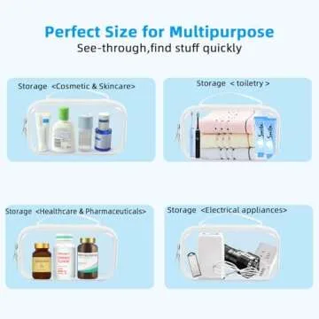 SameTech Zip Bins Clear Storage Bins for Home Organization, Stackable Hard Shell Zipper Case to Organize Bin, Zippered Hard Pouch Container Toiletry Bag Travel Bags for Toiletries, 2pcs