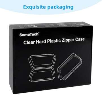 SameTech Zip Bins Clear Storage Bins for Home Organization, Stackable Hard Shell Zipper Case to Organize Bin, Zippered Hard Pouch Container Toiletry Bag Travel Bags for Toiletries, 2pcs