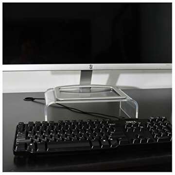 AMT Premium Acrylic Monitor Stand Clear Monitor Stand Clear Monitor Riser Laptop/PC/Multimedia Monitor Stand for Home OfficeF