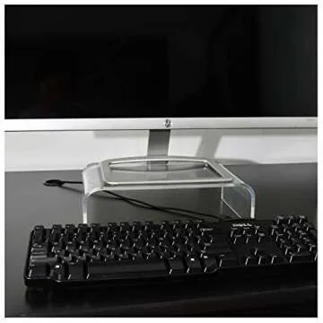 AMT Premium Acrylic Monitor Stand Clear Monitor Stand Clear Monitor Riser Laptop/PC/Multimedia Monitor Stand for Home OfficeF