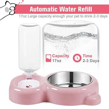 Dog Bowls, Cat Food and Water Bowl Set with Water Dispenser and Stainless Steel Bowl for Cats and Sm...