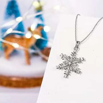 EVER FAITH Austrain Crystal Daily Winter Snowflake Flower Necklace Chain for Women