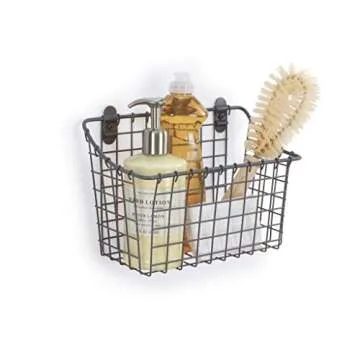 Spectrum Diversified Vintage Cabinet & Wall Mount Basket, Large, Industrial Gray