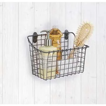 Spectrum Diversified Vintage Cabinet & Wall Mount Basket, Large, Industrial Gray