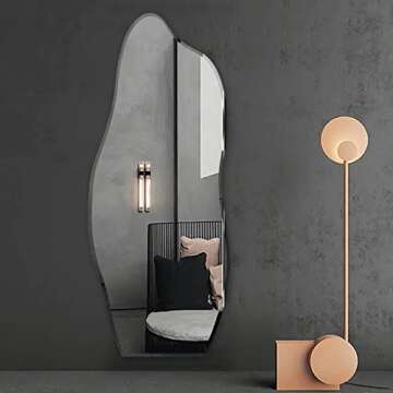 Broojo Irregular Wall Mirror Asymmetrical Accent Wall Mounted Mirror 19.6 x 47 Inch for Living Room Bathroom Entryway, Dolphin Type