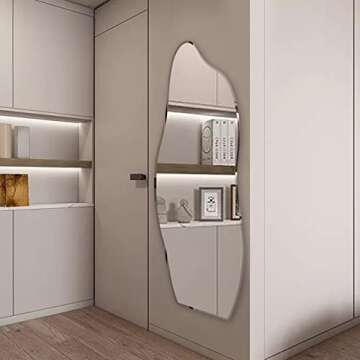 Broojo Irregular Wall Mirror Asymmetrical Accent Wall Mounted Mirror 19.6 x 47 Inch for Living Room Bathroom Entryway, Dolphin Type