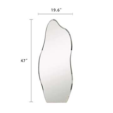 Broojo Irregular Wall Mirror Asymmetrical Accent Wall Mounted Mirror 19.6 x 47 Inch for Living Room Bathroom Entryway, Dolphin Type