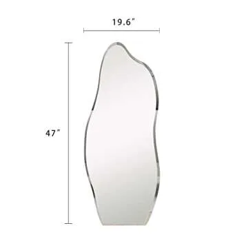 Broojo Irregular Wall Mirror Asymmetrical Accent Wall Mounted Mirror 19.6 x 47 Inch for Living Room Bathroom Entryway, Dolphin Type