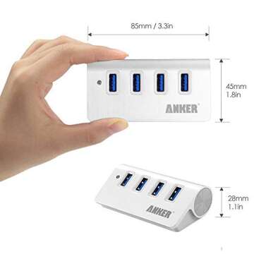Anker 4-Port USB 3.0 Unibody Aluminum Portable Data Hub with 2ft USB 3.0 Cable for MacBook, Mac Pro/Mini, iMac, XPS, Surface Pro, Notebook PC, USB Flash Drives, Mobile HDD, and More