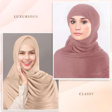 Handepo Instant Hijab Jersey Hijab for Women Muslim Head Scarf Lightweight Long Soft Hijab Shawl Stretch Scarf Wrap (Multicolor,6 Pcs)