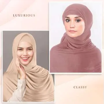 Handepo Instant Hijab Jersey Hijab for Women Muslim Head Scarf Lightweight Long Soft Hijab Shawl Stretch Scarf Wrap (Multicolor,6 Pcs)