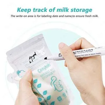 Cozytots Breastmilk Storage Bags 8.5 OZ Pre-Sterilized Breast Milk Storing Bags 250ml Self Standing Milk Bags Breastfeeding Breastmilk Storage Container Milk Saver Nursing Bags 100 Count