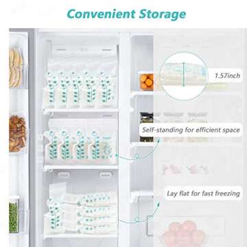 Cozytots Breastmilk Storage Bags 8.5 OZ Pre-Sterilized Breast Milk Storing Bags 250ml Self Standing Milk Bags Breastfeeding Breastmilk Storage Container Milk Saver Nursing Bags 100 Count