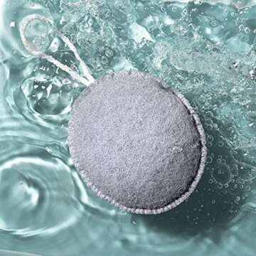 EcoTools Charcoal Exfoliating Puff, Infused Body Sponge, Detoxifying & Exfoliating, Removes Dry Skin & Self-Tanner, Eco-Friendly Bath Accessory for Men & Women, Cruelty-Free & Vegan, 6 Count