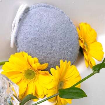 EcoTools Charcoal Exfoliating Puff, Infused Body Sponge, Detoxifying & Exfoliating, Removes Dry Skin & Self-Tanner, Eco-Friendly Bath Accessory for Men & Women, Cruelty-Free & Vegan, 6 Count