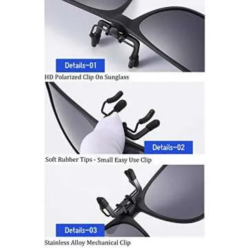 OopsMi Clip-On Sunglasses Polarized for Prescription Glasses