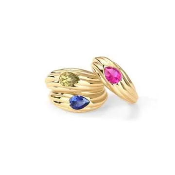 PAVOI 14K Gold-Plated Gemstone Ring - Eco-Friendly Style