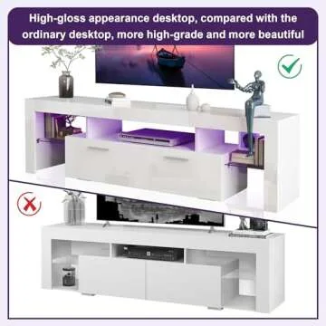 Clikuutory Modern LED 63 inch Long TV Stand with Large Storage Drawer for 50 55 60 65 70 75 Inch TVs...