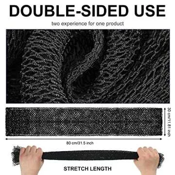 Geiserailie African Long Bathing Net Sponge Long Shower Body Scrubber Back Scrubber Skin Smoother Net Bathing Sponge for Daily Use or Stocking Stuffer(Black)