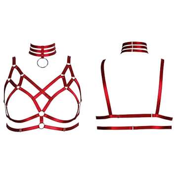 Women's Harness Bra Plus Size Lingerie cage Punk Gothic Belt Festival Rave Stretchy Fabric Adjustabl...