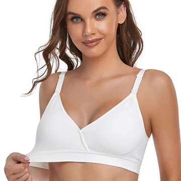 Gailife 5PACK V Neck Nursing Bras Seamless Maternity Bras with Extra Bra Extenders for Sleep Breastfeeding - L,Black/Nude/Gray/Pink/White