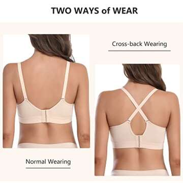 Gailife 5PACK V Neck Nursing Bras Seamless Maternity Bras with Extra Bra Extenders for Sleep Breastfeeding - L,Black/Nude/Gray/Pink/White
