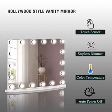 LUXFURNI Hollywood Vanity Mirror with LED Lighting