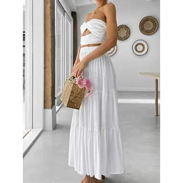 Trendy ANRABESS Boho A-Line Midi Skirt with Pockets