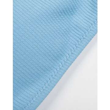 HAHASOLE Women's Sexy Ribbed Bandeau Bikini Set in Blue