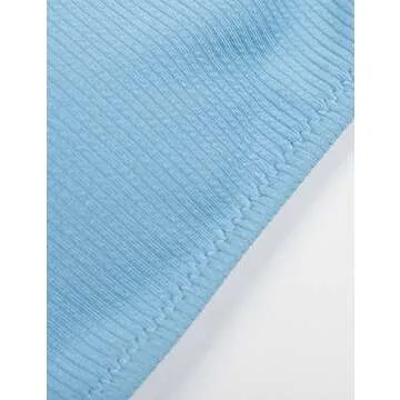 HAHASOLE Women's Sexy Ribbed Bandeau Bikini Set in Blue