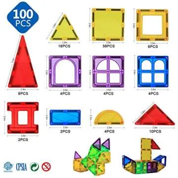 MAGBLOCK Magnet Toys Kids Magnetic Building Tiles 100 Pcs 3D Magnetic Blocks Preschool Building Sets...