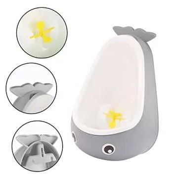 Whale Potty Training Urinal for Boys with Funny Aiming Target, Toddler Boy Toilet Pee Trainer - Gray