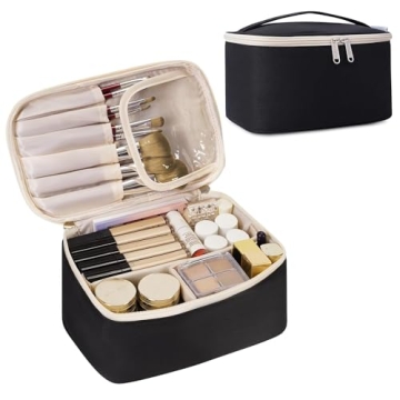Compact Travel Makeup Bag with Brush Storage for Women