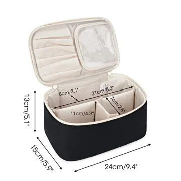 Compact Travel Makeup Bag with Brush Storage for Women
