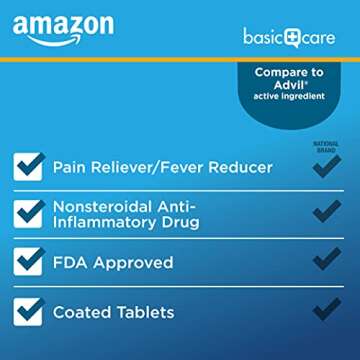 Amazon Basic Care Ibuprofen Tablets for Pain Relief