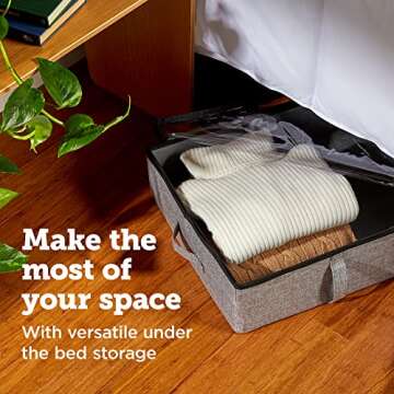 storageLAB Under Bed Storage Containers, Closet Organizers and Storage Bins, 2 Pack Underbed Clothes...