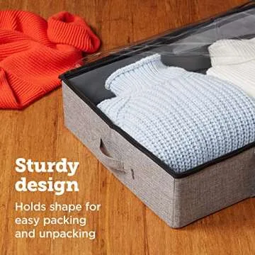 storageLAB Under Bed Storage Containers, Closet Organizers and Storage Bins, 2 Pack Underbed Clothes Storage Organizer with Sturdy Handles for use Under the Bed, End of Bed, Bed Accessories, Comforter