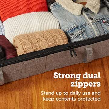 storageLAB Under Bed Storage Containers, Closet Organizers and Storage Bins, 2 Pack Underbed Clothes Storage Organizer with Sturdy Handles for use Under the Bed, End of Bed, Bed Accessories, Comforter