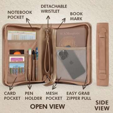 Bible Cover Case, Premium Bible Case, Leather Carrying Book Case with Handle&Zippered Pocket for Standard Size Bible and Bible Accessories, Large Bible Bag, Ideal Gift for Women Men Lady Girls