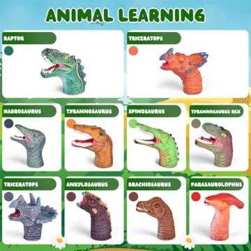 10 PCS Dinosaur Finger Puppets for Kids, Dino Finger Toys Birthday Gift for Party Decorations,10 Typ...
