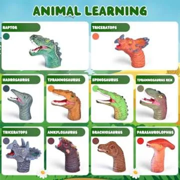 10 PCS Dinosaur Finger Puppets for Kids, Dino Finger Toys Birthday Gift for Party Decorations,10 Typ...
