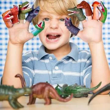 10 PCS Dinosaur Finger Puppets for Kids, Dino Finger Toys Birthday Gift for Party Decorations,10 Types of Dinosaur Party Favors for Boys, Kids Prize Box, Goodie Stuffers Dinosaurs Toys for Kids 1-5