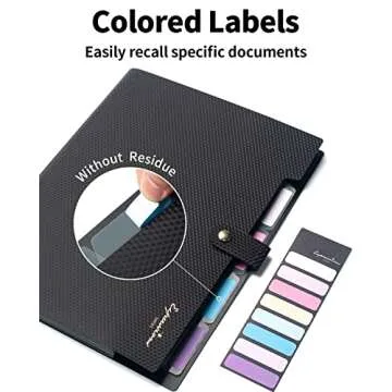 Sooez Expanding File Folder, Letter Size Accordion File Organizer, 5 Pocket Folders for Documents, Cute Folder with Labels, Portable Paper Organizer for School Office Supplies, A4 Size, White