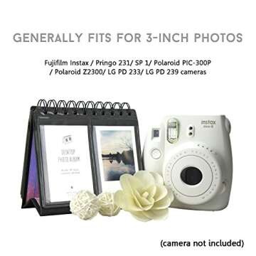 68 Pockets Mini Photo Album for Fujifilm Instax Mini 7s 8 8+ 9 25 26 50s 70 90/ Instax SP 1/ Polaroid PIC-300P/ Polaroid Z2300/ LG PD 233/ LG PD 239/ Name Card (Black)