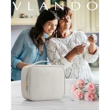 Vlando Travel Makeup Cosmetic Case Organizer Portable Storage Bag with Adjustable Dividers for Cosme...