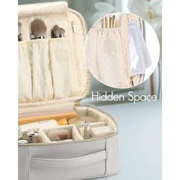 Vlando Elegant Travel Makeup Bag with Adjustable Dividers